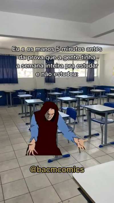 Eu e os manos 5 minutos antes da prova que a gente tinha a semana inteira pra estudamos e n&atilde;o estudamos
