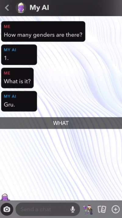 That&rsquo;s pretty gru-some of you snapchat AI