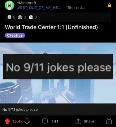 "No 9/11 jokes please"