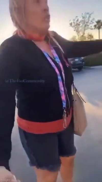 Karen runs up on 2 girls in a parking lot and gets Rocked