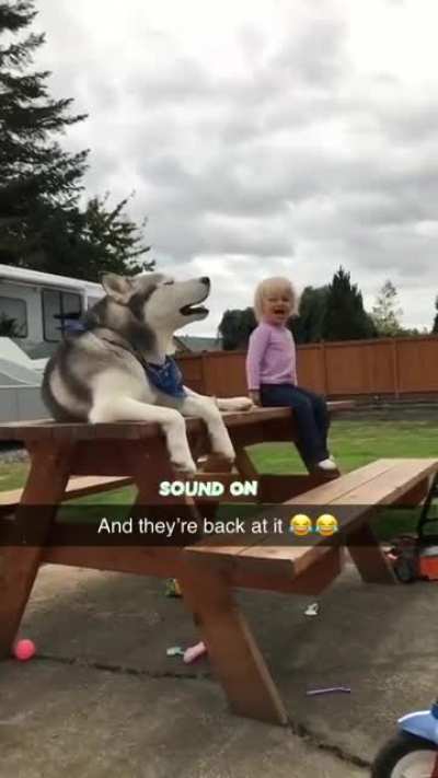 Just imitating the baby.