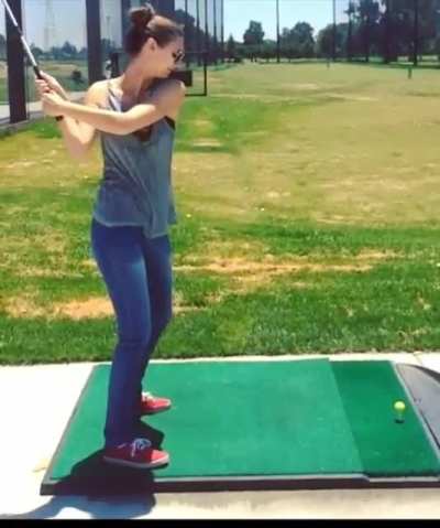 To hit a golf ball