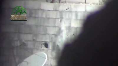 Opposition sniper waits for an SAA solider to silhouette himself through a loophole, engaging the target - Jobar, Damascus - 8/31/2014