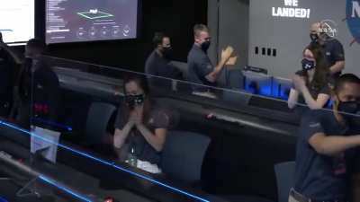 The moment inside the Pasadena, California, NASA control room when Perseverance touched down on Mars