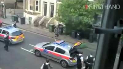 Machete wielding man in London is detained and sent off to hospital without incident.