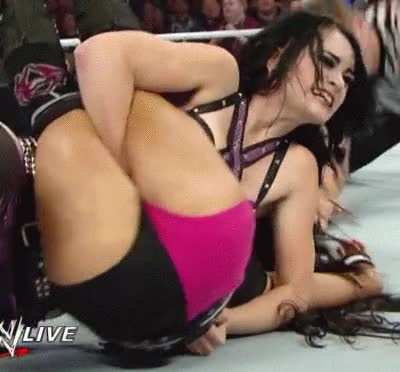 Paige showing off AJ's ass and legs