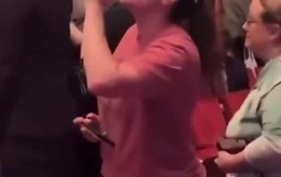 Woman yells 