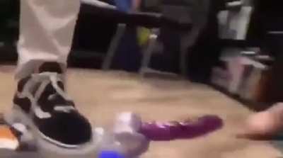 Indoor skating with custom skateboard with modified lengthier tip.