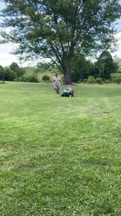 my brother &ldquo;modded&rdquo; his daughter&rsquo;s buggy and she almost had her first hit and run