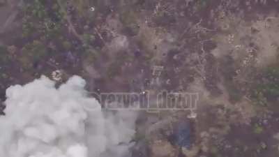 Alleged staging point of the Ukranian military hit by Russian Tornado-S, Kharkov region