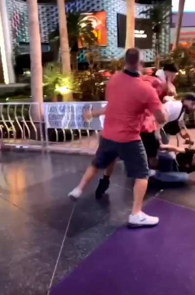 Racist at Las Vegas strip calls a group of guys “Dirty Mexicans” then shows his KKK tattoo. Him and his buddy proceed to get beat up