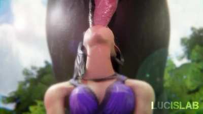 Tifa working on draining the first of many horse cocks(Lucislab)
