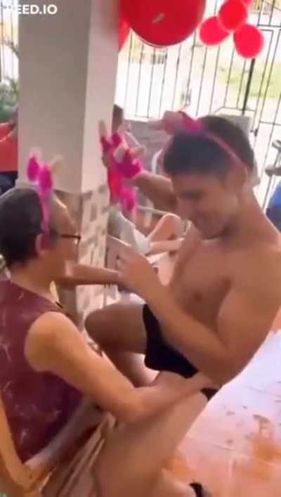 Someone hired strippers to come to the nursing home.