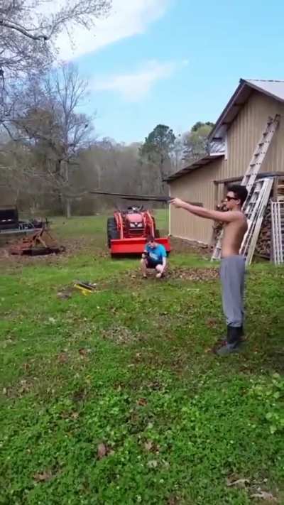 One handed shotgun…