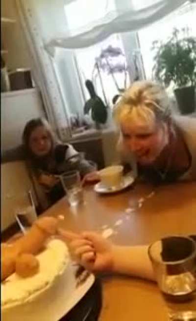 Enjoying the cake