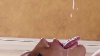 Nicolette finishing off Johnny with a hot blowjob