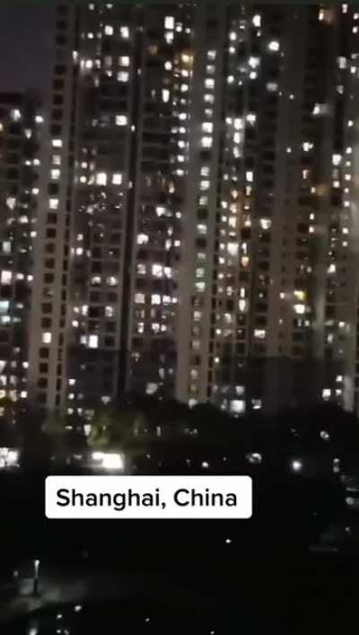 People screaming out of their windows after a week of total lockdown, no leaving your apartment for any reason.