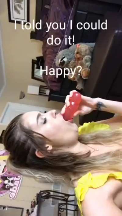 [kik YFsGF] I'm your friend's girlfriend and you bet me I couldn't deepthroat. I send you this type of video. what do you do next? does this count as proof?