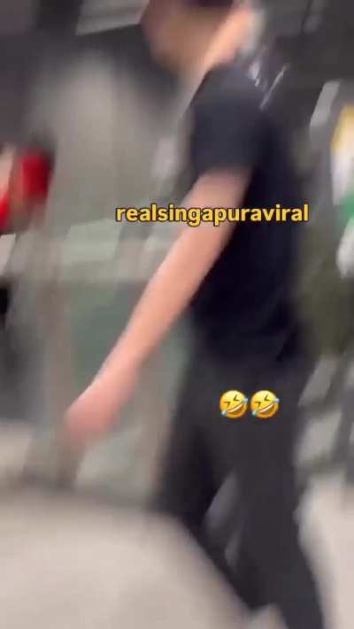 Person falls while running in train station
