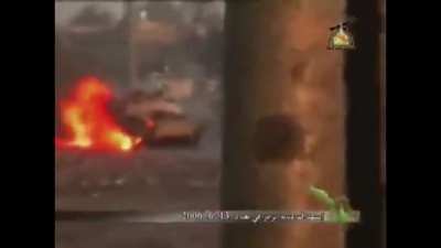 US Army M1A1 Abrams of 1-64AR destroyed by EFP, December 25, 2005. Driver KIA