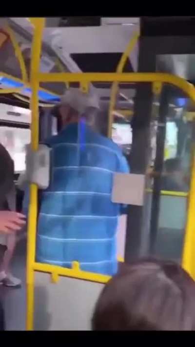 Woman gets thrown out after spitting on an old man