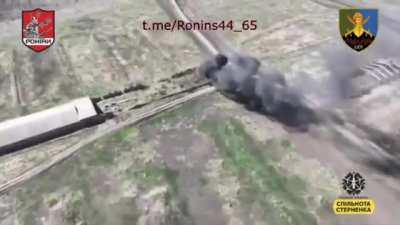 A Ukrainian FPV pilot of the 65th Mechanized Brigade spots another Chinese Desertcross 1000-3, this time moving Russian troops and supplies behind the frontlines. It is taken out by the FPV quad and later in the video, a supply truck is also hit.