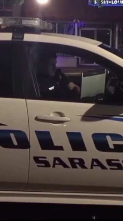 Scary monster makes cop floor it