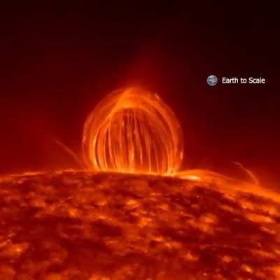 This video of Sun's Plasma rain larger than the earth captured by the Solar Dynamics Observatory Spacecraft over 9 hours.