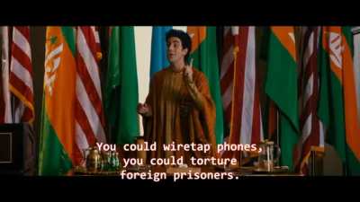 People like to say "Trump ruined america", this is a scene from The Dictator, a movie that came out in 2012. America has been shitty for many decades, Trump just brought out the worst of it