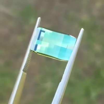 Spectacular &ldquo;Pixel Cut&rdquo; Bicolor Congo Tourmaline
