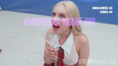 Bukkake Babe Takes All Cummers