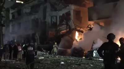 Destruction in Tel Aviv, Israel from Iranian missile attacks.
