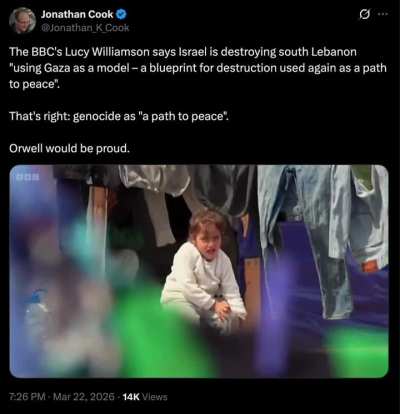 The BBC on Israel's destruction of south Lebanon: Genocide as a 'path to peace'.