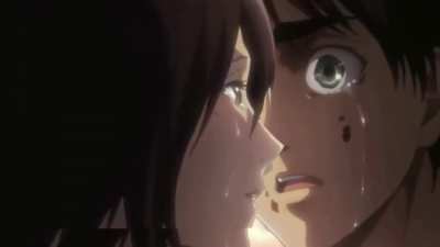 AOT S2 EP 12, when Eren gave up and let Mikasa kiss him