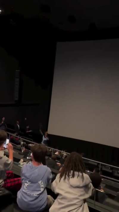 Jack Black appears at a &lsquo;MINECRAFT&rsquo; movie screening asking fans not to throw popcorn all over the theater.