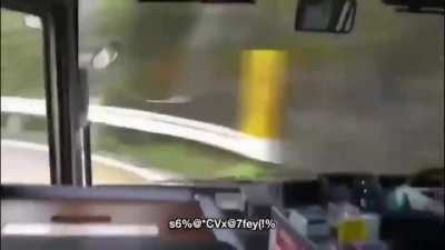 Super high skill of bus driver in elbow pass