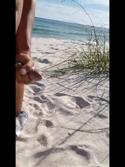 Empty nude beach, water, and the hot sun makes the best cum shot&hellip;feels so good!