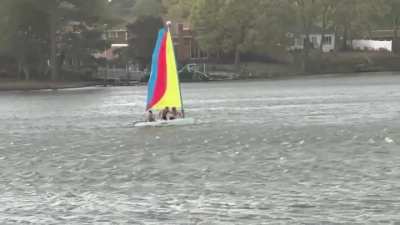 Caught by a front in a Hobie Bravo