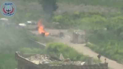 Abu Hamza aka "the Mullet" targets a Syrian Army vehicle using a BGM-71 TOW - al-Ghab Plain - 4/22/2015