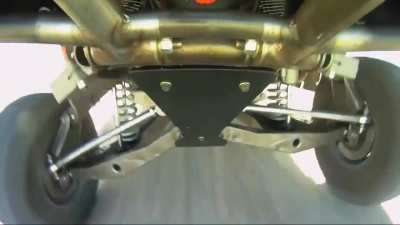 The suspension of a trophy truck in action