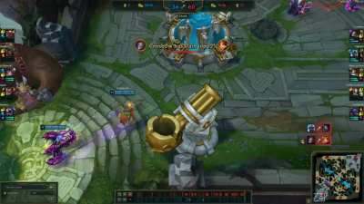 So apparently you can use urf's cannon to get enemies to your base with skarner ult!