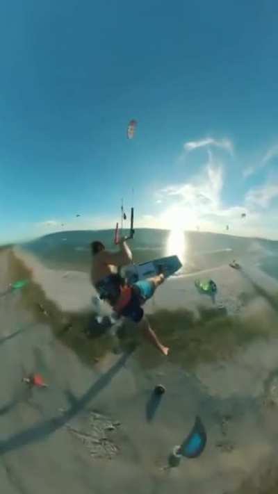 Guy jumps over an island