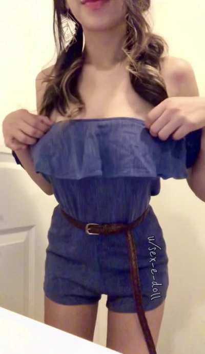 Flashing my Perky Tits in a Romper