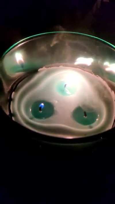 This flame traveling from one wick to the other in slow motion.