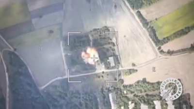 Russian missile strike destroys a Ukrainian S-125 air defense system, it was loaded with 4 missiles