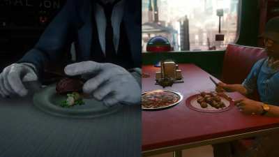 A look at the NPC eating animations in Red Dead Redemption 2 compared to Cyberpunk 2077. Rockstar have issues of their own, but attention to detail certainly isn't one of them.