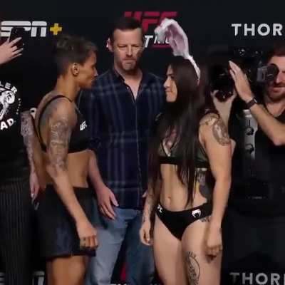 Amanda Lemos vs. Montserrat Ruiz - Weigh-in Face-Off - (UFC Fight Night: Makhachev vs. Mois&eacute;s)