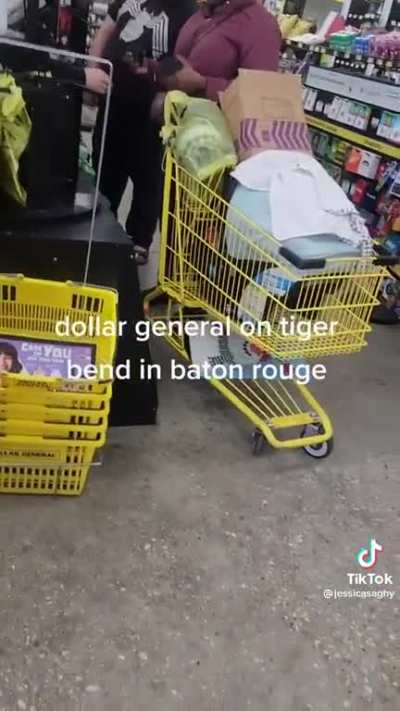 Woman tries to get a refund for a phone she bought at Baton Rouge LA Dollar General and per store policy, they don&rsquo;t accept refunds for phones. She then gets frustrated at the employees for simply doing their job.