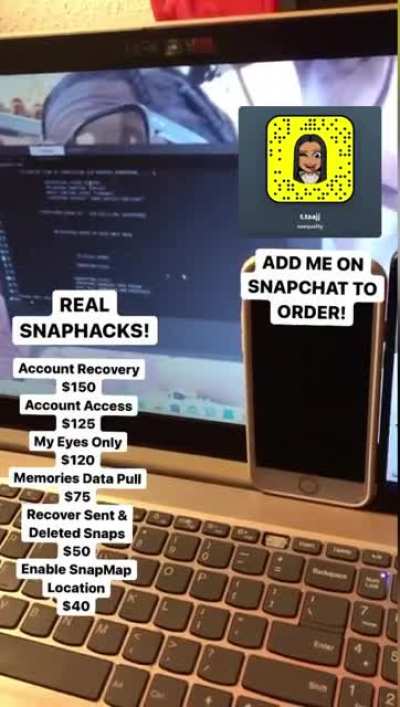 contact @naequality on snapchat to order hacks for social media's like snapchat, instagram, tiktok, onlyfans , twtter , facebook &amp;amp; more! Hit The Telegram Group Link In Comments!