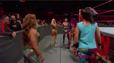 Mandy Rose and Sonya Deville taking out Bayley and Mickie James